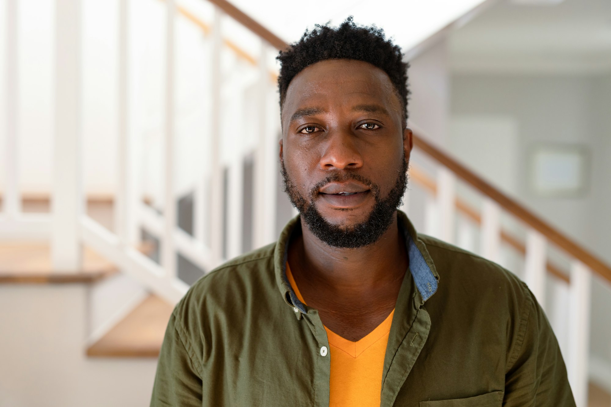 Portrait of african american man looking at camera